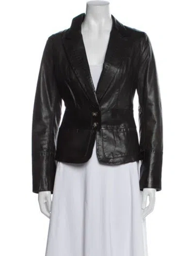 Pre-owned June Leather Blazer In Blue
