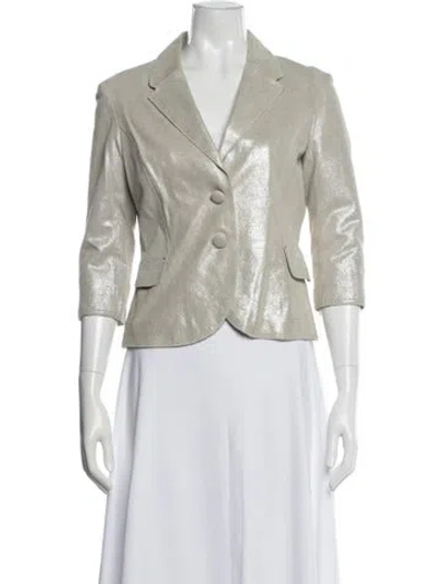 Pre-owned June Leather Blazer W/ Tags In Gray