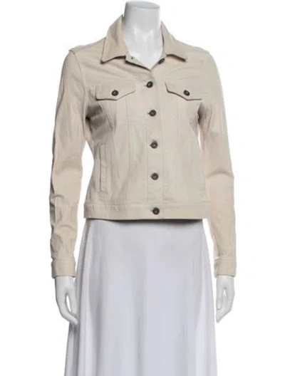 Pre-owned June Leather Denim Jacket In Neutral