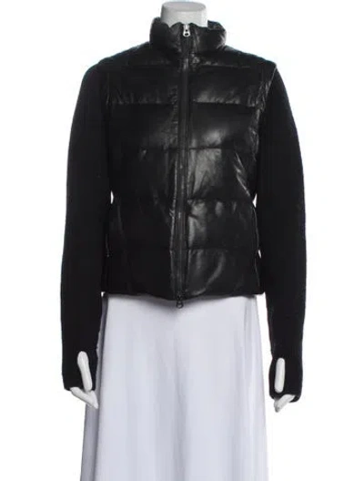 Pre-owned June Leather Down Jacket In Black