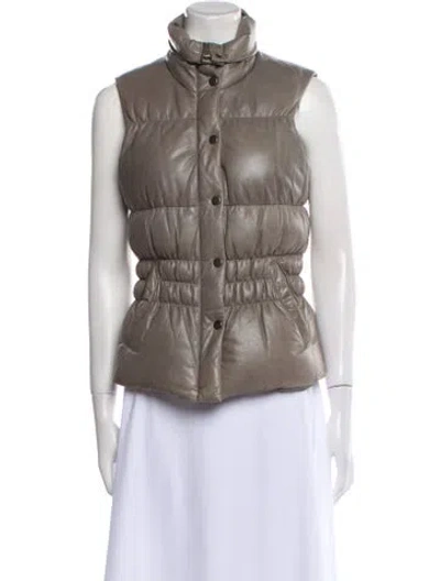 Pre-owned June Leather Down Jacket In Gray