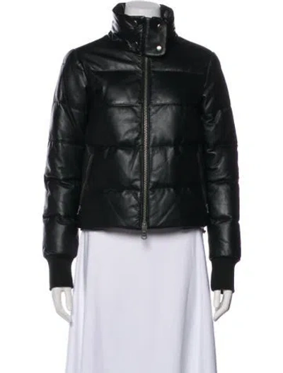 Pre-owned June Leather Down Jacket In Green