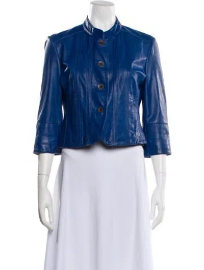 Pre-owned June Leather Jacket In Blue