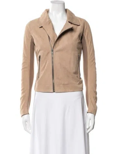 Pre-owned June Suede Biker Jacket In Neutral