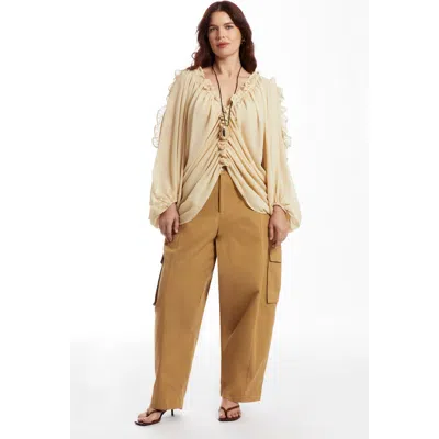 June + Vie Barrel Leg Cargo Pant In Multi