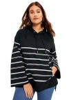 June + Vie Bell-sleeve French Terry Sweatshirt In Black