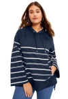 June + Vie Bell-sleeve French Terry Sweatshirt In Blue