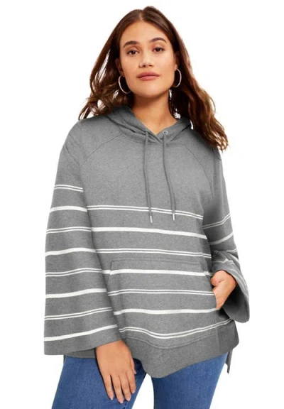 June + Vie Bell-sleeve French Terry Sweatshirt In Gray