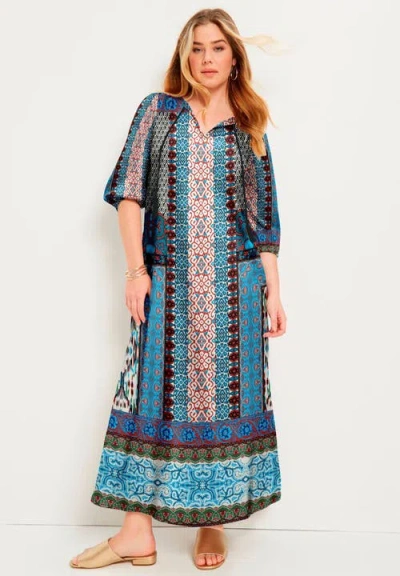 June + Vie Boho Maxi Dress In Blue