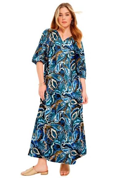 June + Vie Boho Maxi Dress In Blue