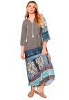 June + Vie Boho Maxi Dress In Multi