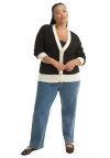 June + Vie Contrast V-neck Cardigan In Multi