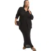 June + Vie Crochet Button Down Shirt In Black