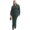 June + Vie Crochet Button Down Shirt In Green