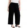 June + Vie Cropped Wide-leg Knit Pants In Black