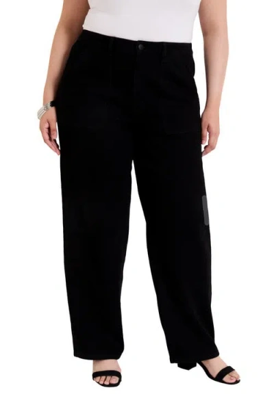 June + Vie Curvie Fit High-waisted Straight-leg Jean In Black