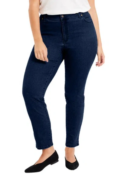 June + Vie Curvie Fit Straight-leg Jeans In Blue