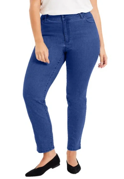 June + Vie Curvie Fit Straight-leg Jeans In Blue