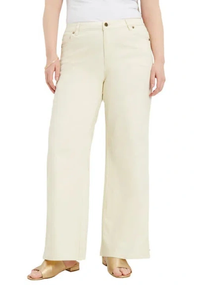 June + Vie Curvie Fit Wide-leg Jeans In Brown