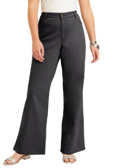 June + Vie Curvie Fit Wide-leg Jeans In Gray