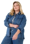 June + Vie Denim Utility Jacket In Blue