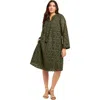 June + Vie Eyelet Shirtdress In Green