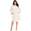 June + Vie Eyelet Shirtdress In White