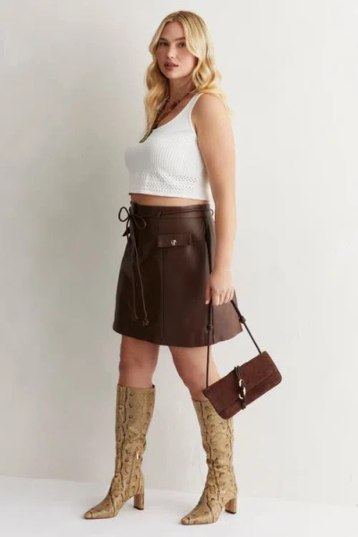 June + Vie Faux Leather Mini Skirt In Multi