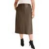 June + Vie Faux Leather Skirt In Brown