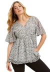 June + Vie Faux Wrap Fit-and-flare Top In Neutral
