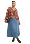 June + Vie Fit-and-flare Denim Midi Skirt In Blue