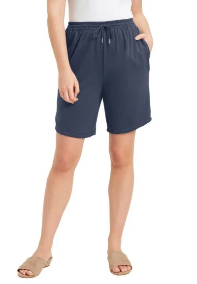 June + Vie French Terry Shorts In Blue