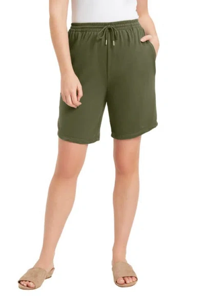 June + Vie French Terry Shorts In Green