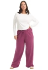 June + Vie French Terry Wide-leg Pant In Purple