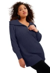 June + Vie Half-zip Sweater In Blue
