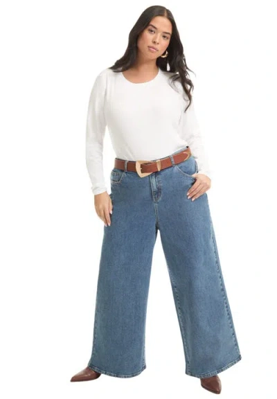 June + Vie June Fit High-rise Jeans In Blue