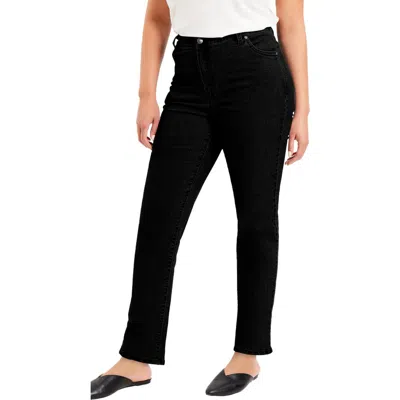 June + Vie June Fit Straight-leg Jeans In Black