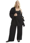 June + Vie Knitted Pull-on Pants In Black