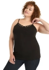 June + Vie Lace-trim Bra Cami In Black