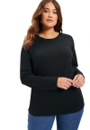 June + Vie Long-sleeve Crewneck One + Only Tee In Black