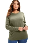 June + Vie Long-sleeve Crewneck One + Only Tee In Green