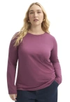 June + Vie Long-sleeve Crewneck One + Only Tee In Purple