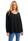 June + Vie Long-sleeve Swing One + Only Tee In Black