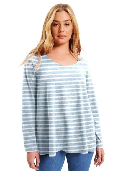 June + Vie Long-sleeve Swing One + Only Tee In Blue