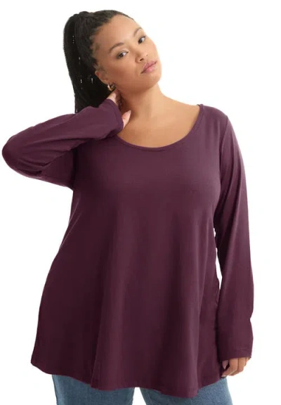 June + Vie Long-sleeve Swing One + Only Tee In Purple