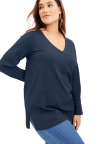 June + Vie Long-sleeve V-neck One + Only Tunic In Blue