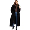 June + Vie Maxi Teddy Fleece Coat In Black