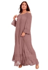 June + Vie Off-the-shoulder Maxi Dress In Brown
