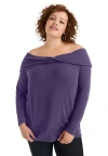 June + Vie Off-the-shoulder Top In Purple