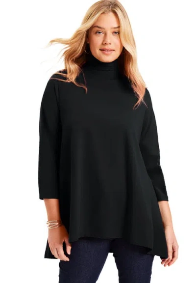 June + Vie One+only Mock-neck Tunic In Black